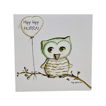 Maja Gullstrand - Dubbelvikt Kort 7x7 cm - Hipp hipp HURRA!