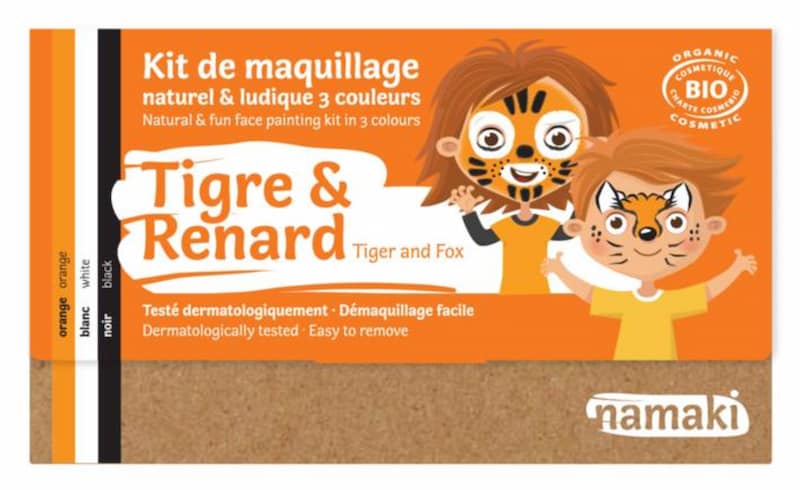 Orange æske med tegneseriebørn med ansigtsmalerier