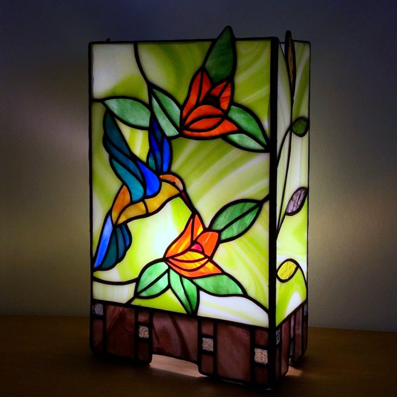 Målat glas bordslampa "Hummingbird" ↕ 32 cm - 2