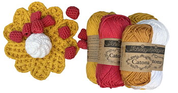 Mönster med garn till våffla med hallon & grädde 