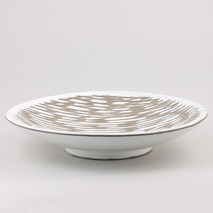 Mari Simmulson (Mars 1952) White Oval Bowl with Relief Decor 30 cm