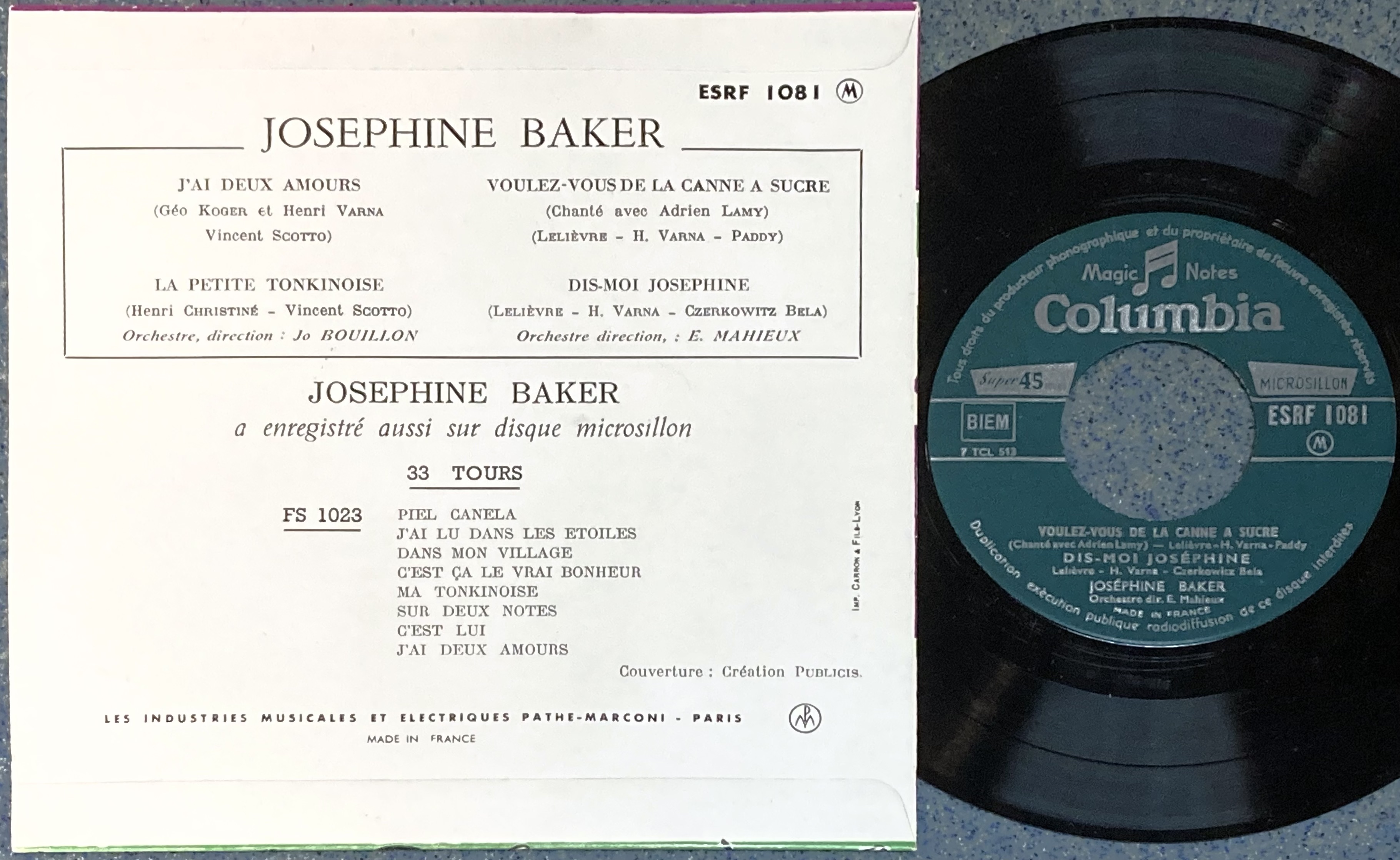 JOSEPHINE BAKER - Dis-moi Josephine SIGNERAD EP 1957 - 2