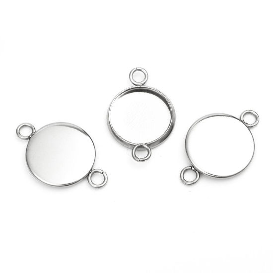 Cabochonhållare/connector- rund  Stainless Steel, 12mm - 4