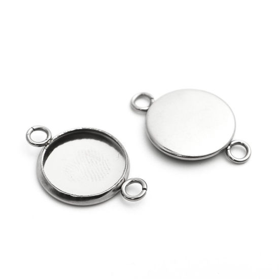 Cabochonhållare/connector- rund  Stainless Steel, 12mm - 3