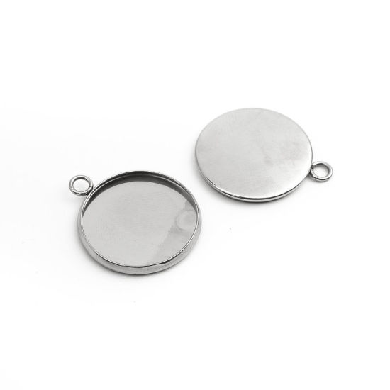 Cabochonhållare- rund  Stainless Steel, 18mm - 3