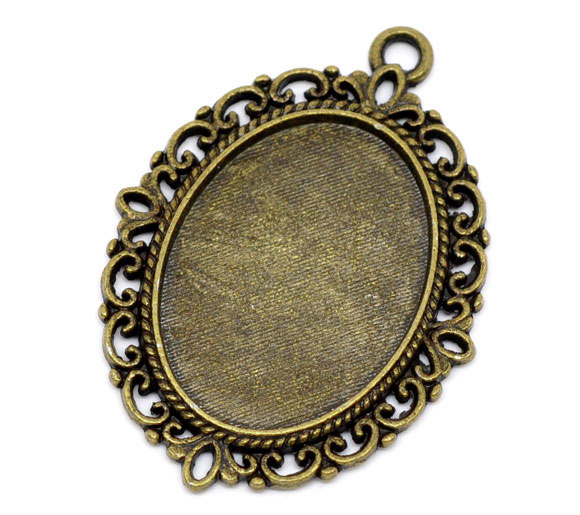 Cabochonhållare/ fäste-  Oval brons 25x18mm