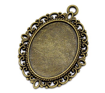 Cabochonhållare/ fäste-  Oval brons 25x18mm