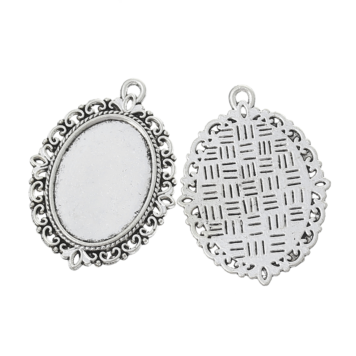 Cabochonhållare/ fäste-  Oval Silver 25x18mm - 2