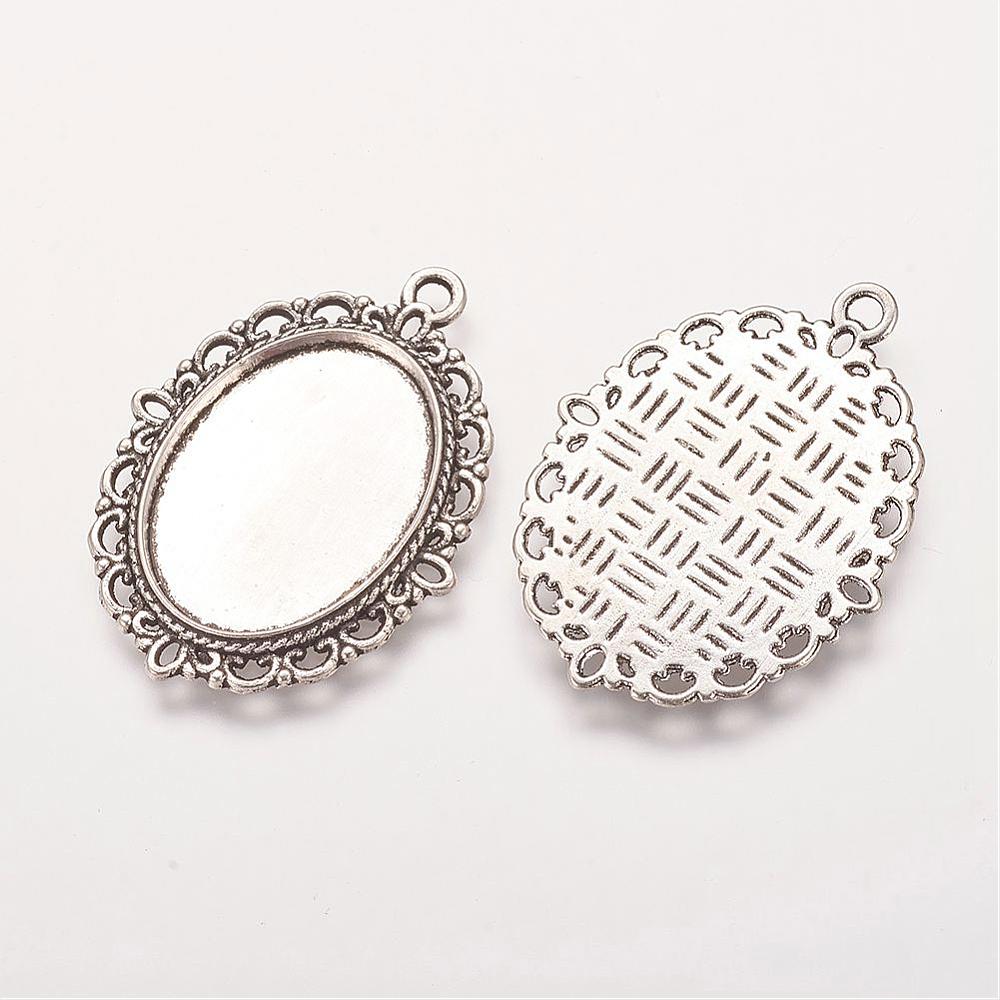 Cabochonhållare/ fäste-  Oval Silver 25x18mm - 3