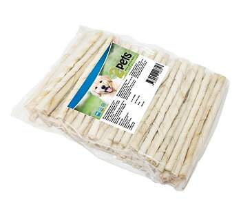 2pets Tuggpinne vriden vit, 24 cm/ 9-10 mm, 50-pack