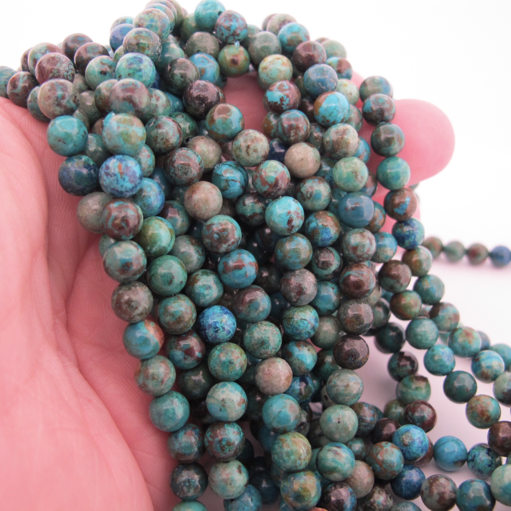Blue-green Chrysocolla round Semiprecious-gemstone 6mm - 2
