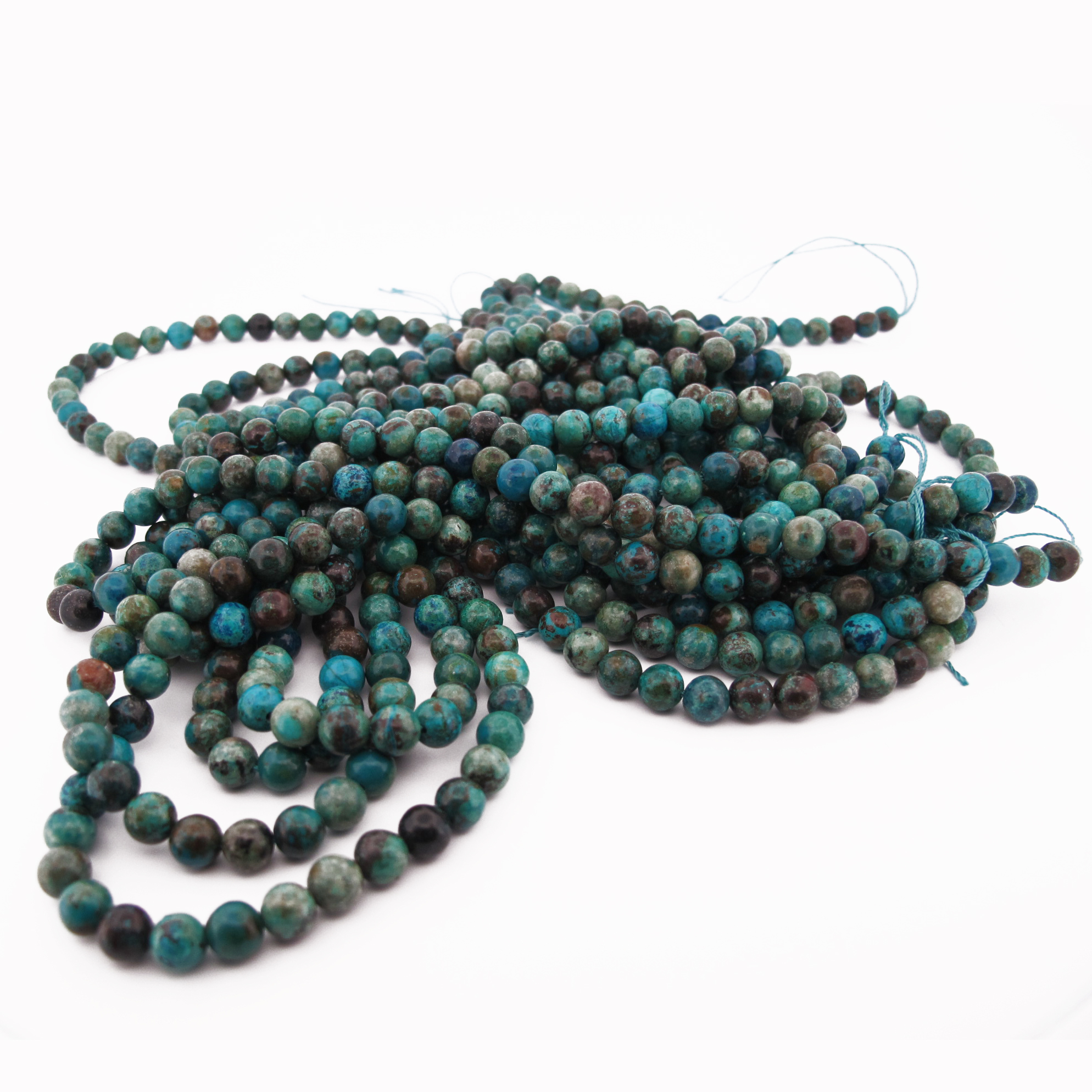 Blue-green Chrysocolla round Semiprecious-gemstone 6mm - 3