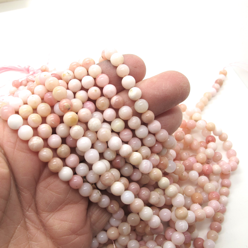 Rosa Opal 6 mm rund ädelsten - 5