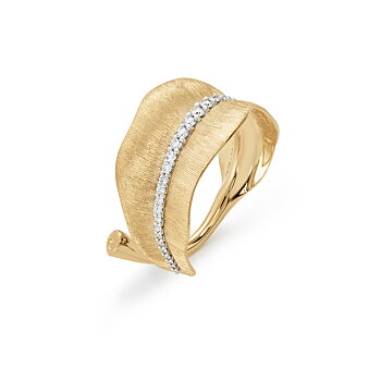 Blade ring mellem guld diamanter