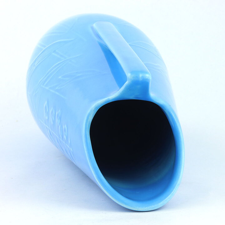 Carl-Harry Stålhane (Sagittaria 1950s) Blue Vase with Flower Relief 29 cm