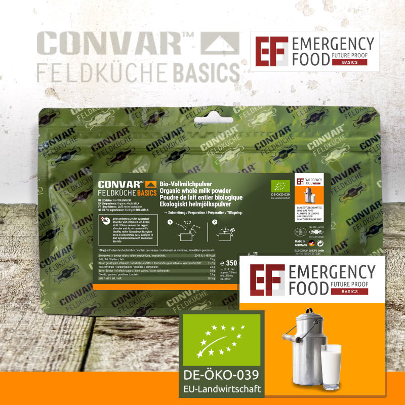 Convar Emergency Food | Nödmat mjölkpulver | Frystorkad mat | 350g