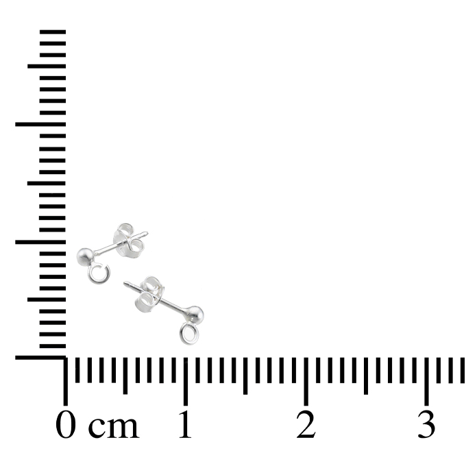 Earring Posts with ball 3mm Sterling Silver - 4