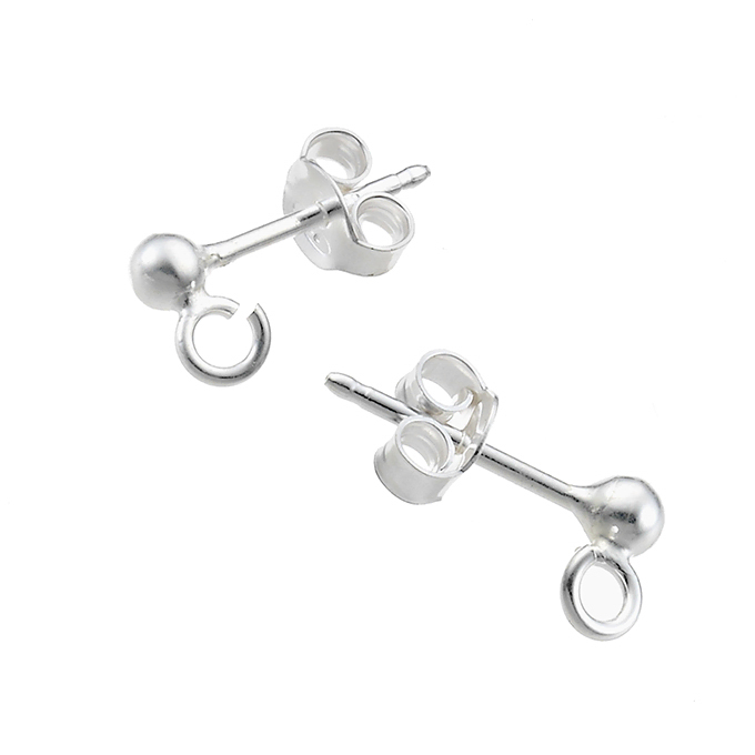 Earring Posts with ball 3mm Sterling Silver