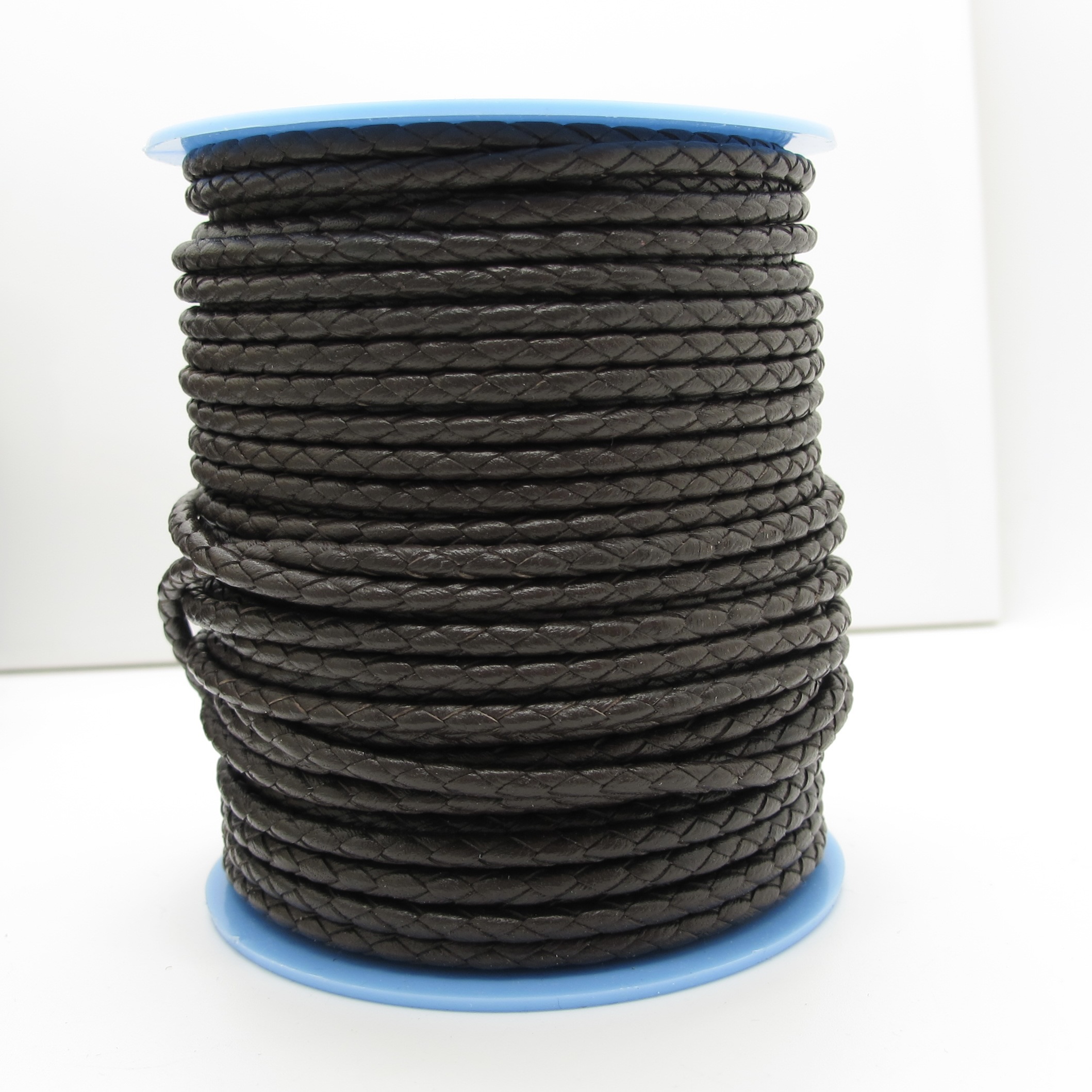 Flätad Brun läderrem 3mm - metervara - 2