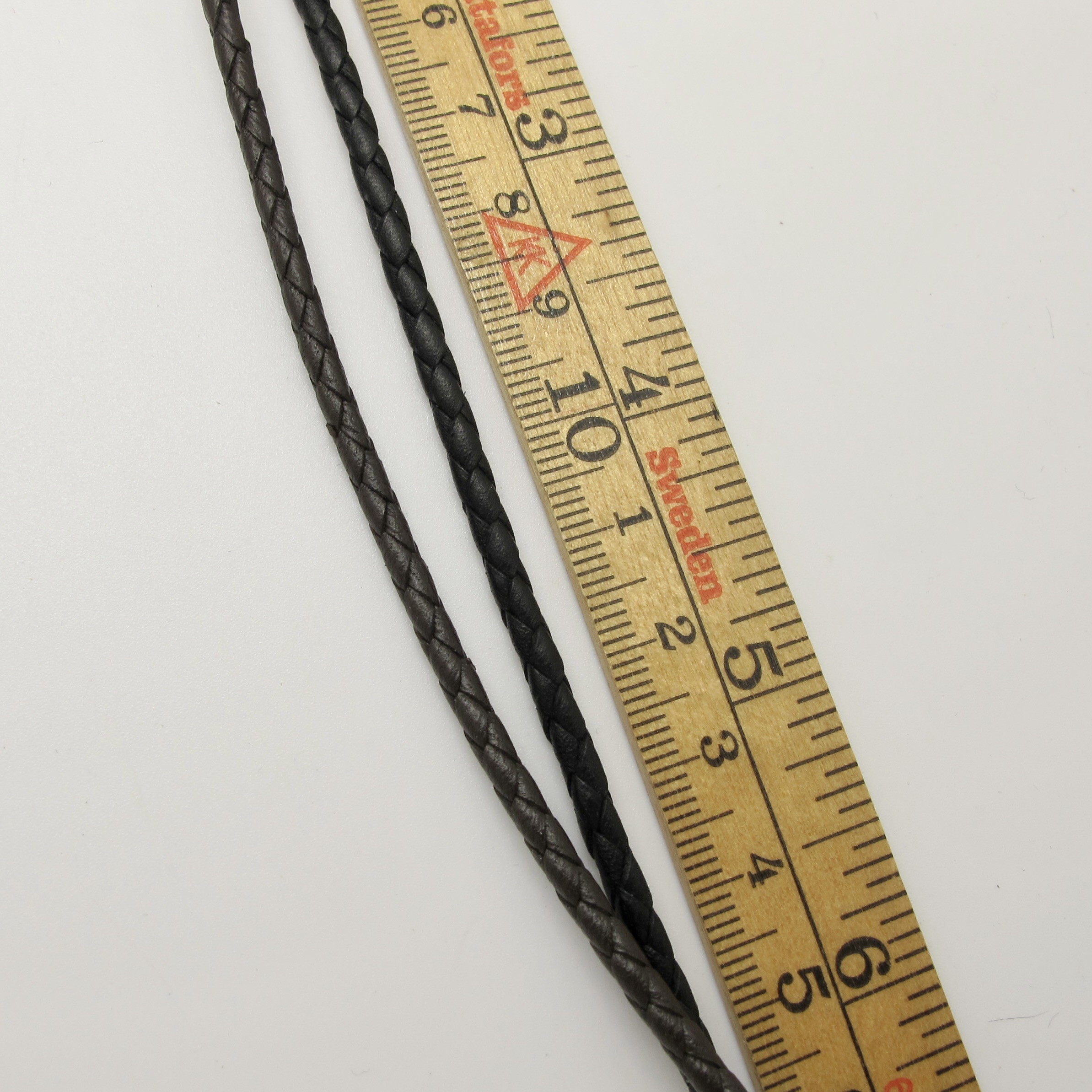 Flätad Brun läderrem 3mm - metervara - 4