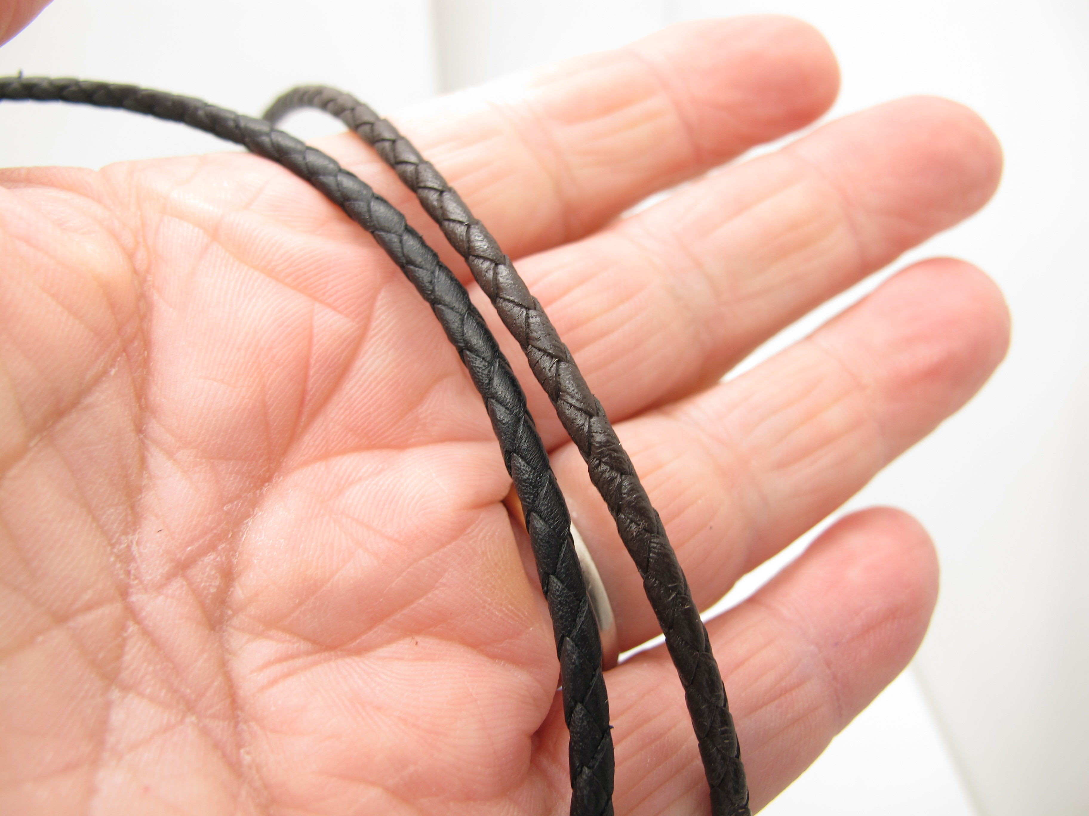 Flätad Brun läderrem 3mm - metervara - 3