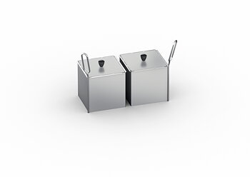 Set med 2 operforerade portionskorgar med lock - Modell 2-XS, 2-S