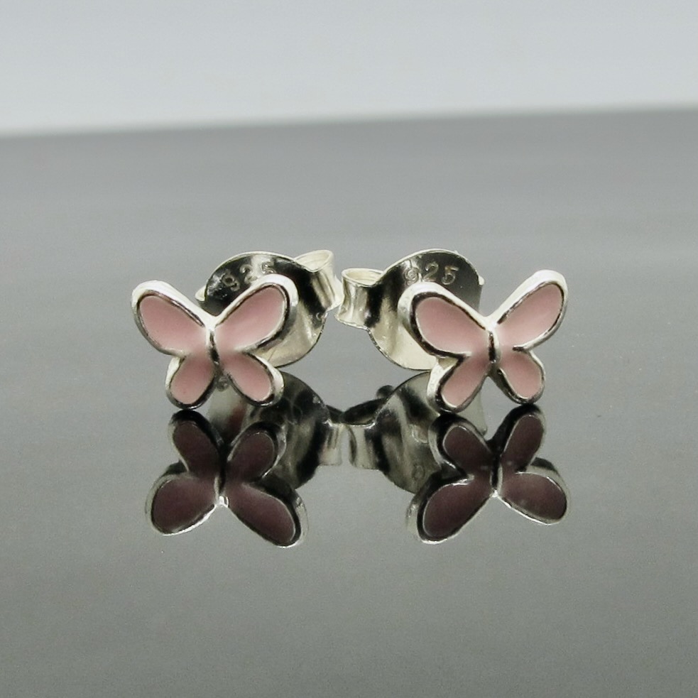 Örhänge Rosa Fjäril i äkta silver
