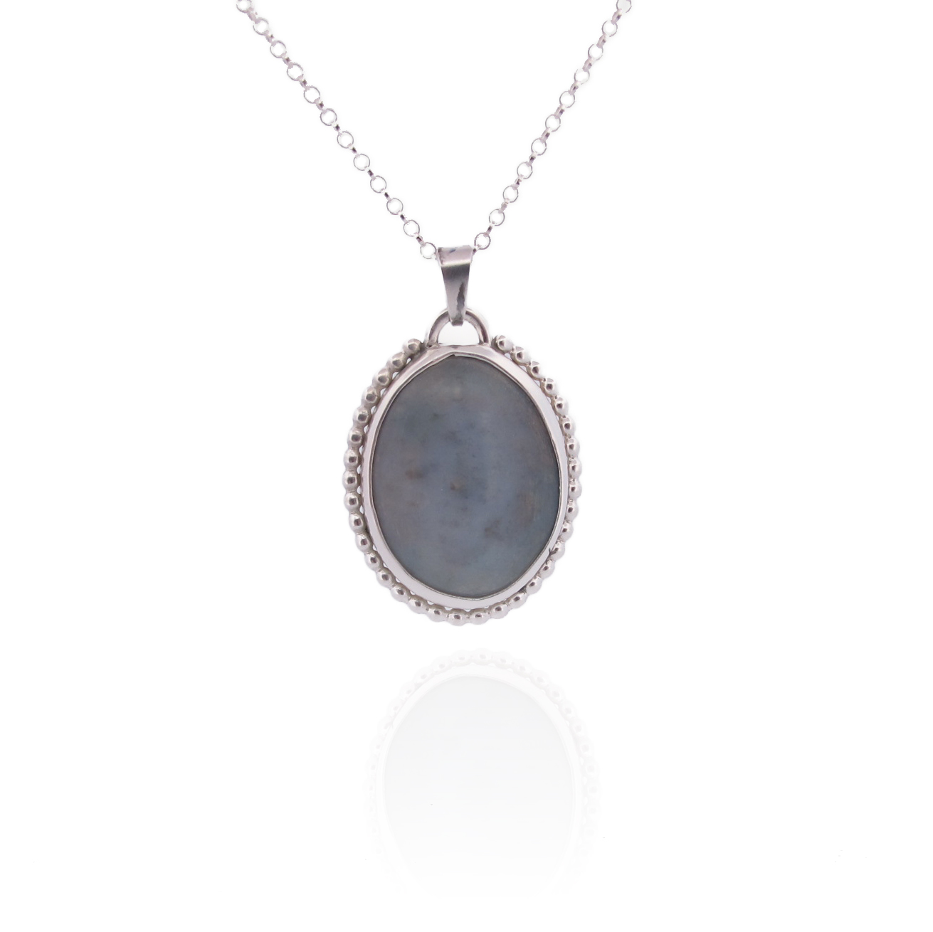 Necklace with hand cut stone 38x25mm
