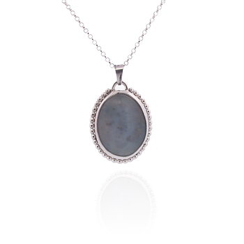 Necklace with hand cut stone 38x25mm