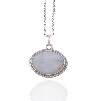 Necklace with hand cut stone 30mm