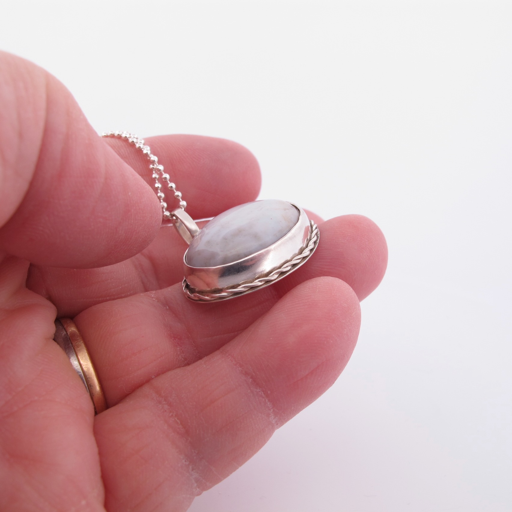 Necklace with hand cut stone 30mm - 4