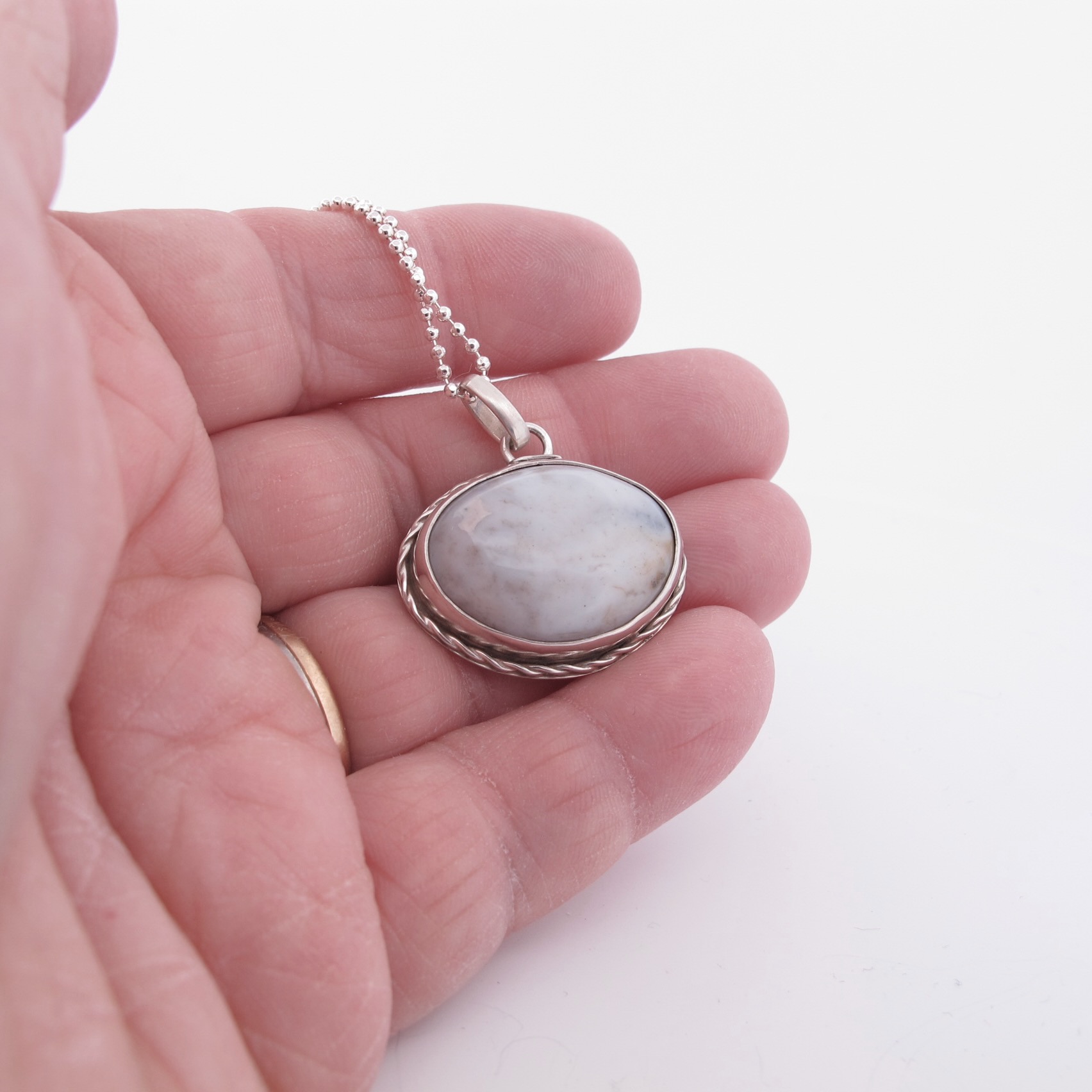 Necklace with hand cut stone 30mm - 3