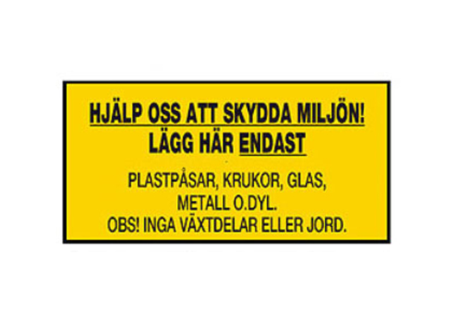 Miljödekal, Ej komposterbart 210*105 mm