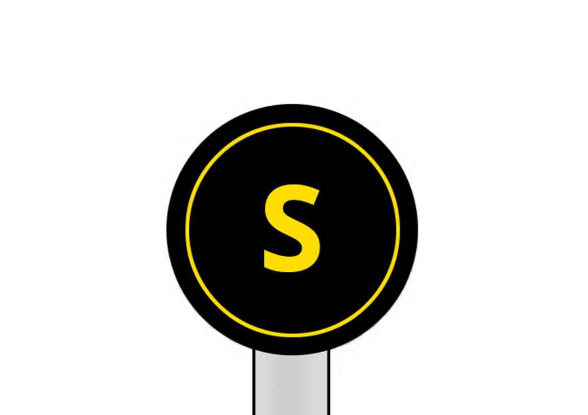 Skylt , "S", rund