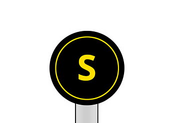 Skylt , "S", rund