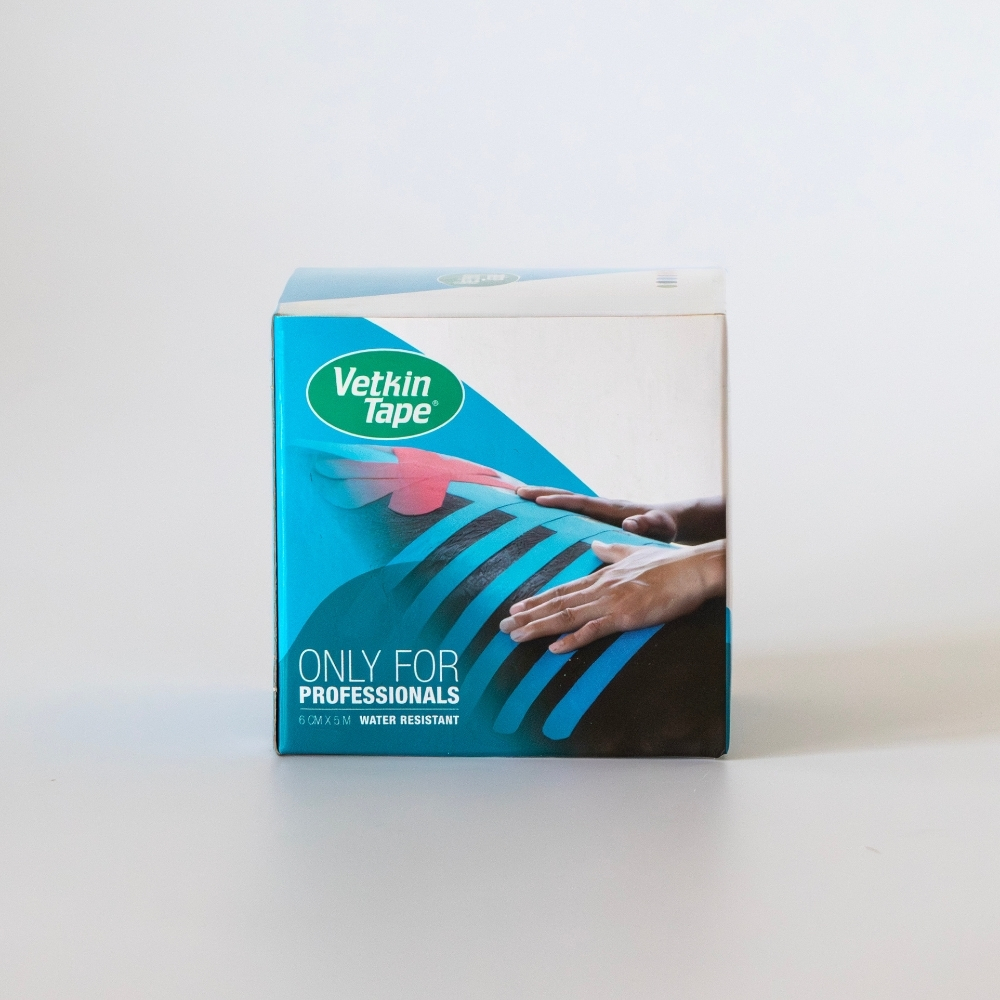 VetkinTape Kinesiologie-Tape für Pferde 6 cm x 5 m blau, 1 Rolle und Einzelhandelsverpackung, zur Muskelunterstützung und Rehabilitation von Pferden