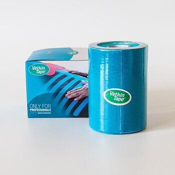 VetkinTape Equine-Kinesiologie-Tape 10 cm x 5 m blau, 1 Rolle und Verkaufsverpackung, zur Muskelunterstützung und Rehabilitation von Pferden