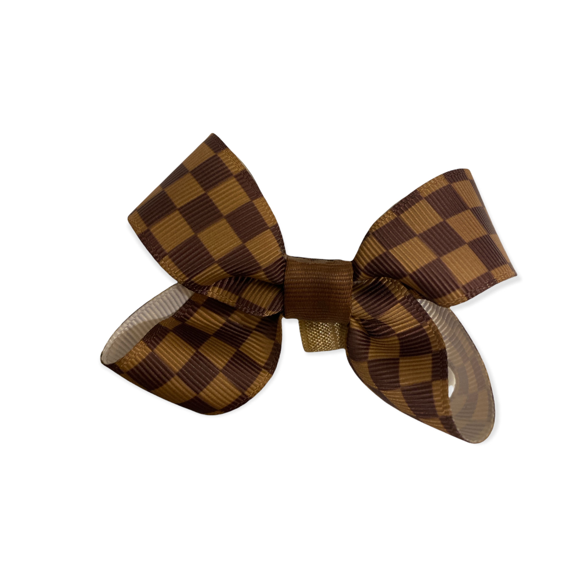 Melis Rosetter Dog Bow Checked Brown/Beige Small