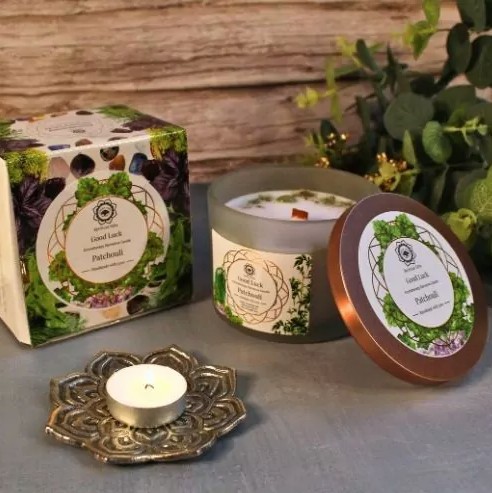 Green Tree Gemstone Dofljus,  Good Luck / Lycka  Patchouli 256g - 2