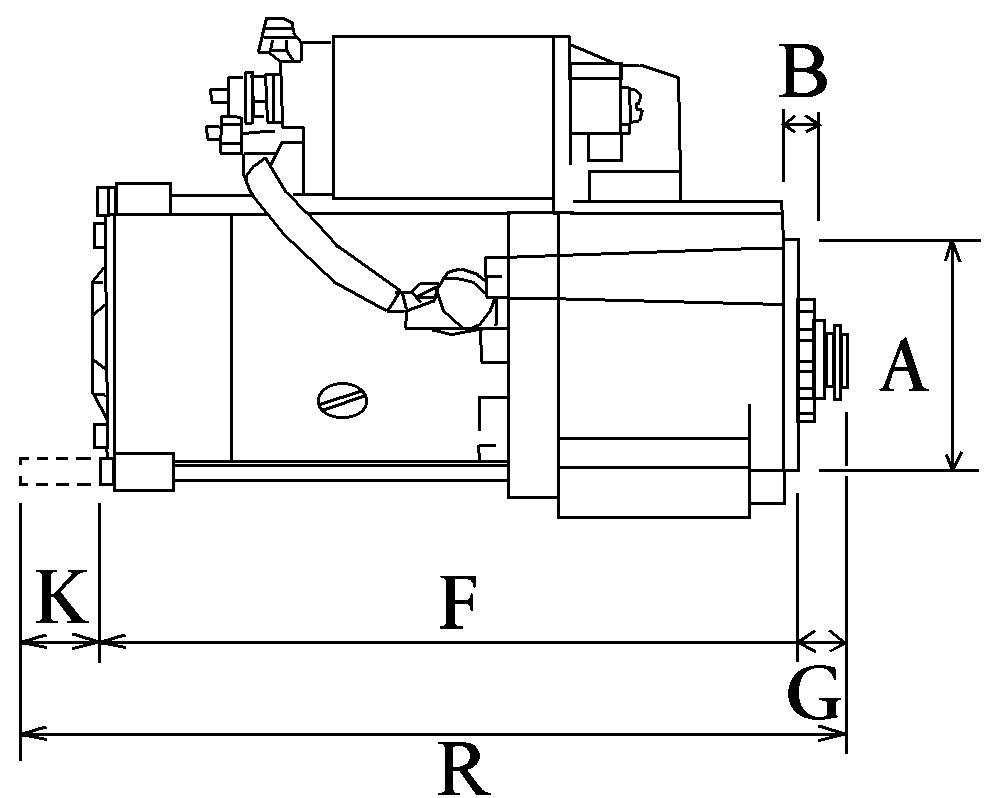 Startmotor 12v 1kw - Yamaha/Hitachi - 3