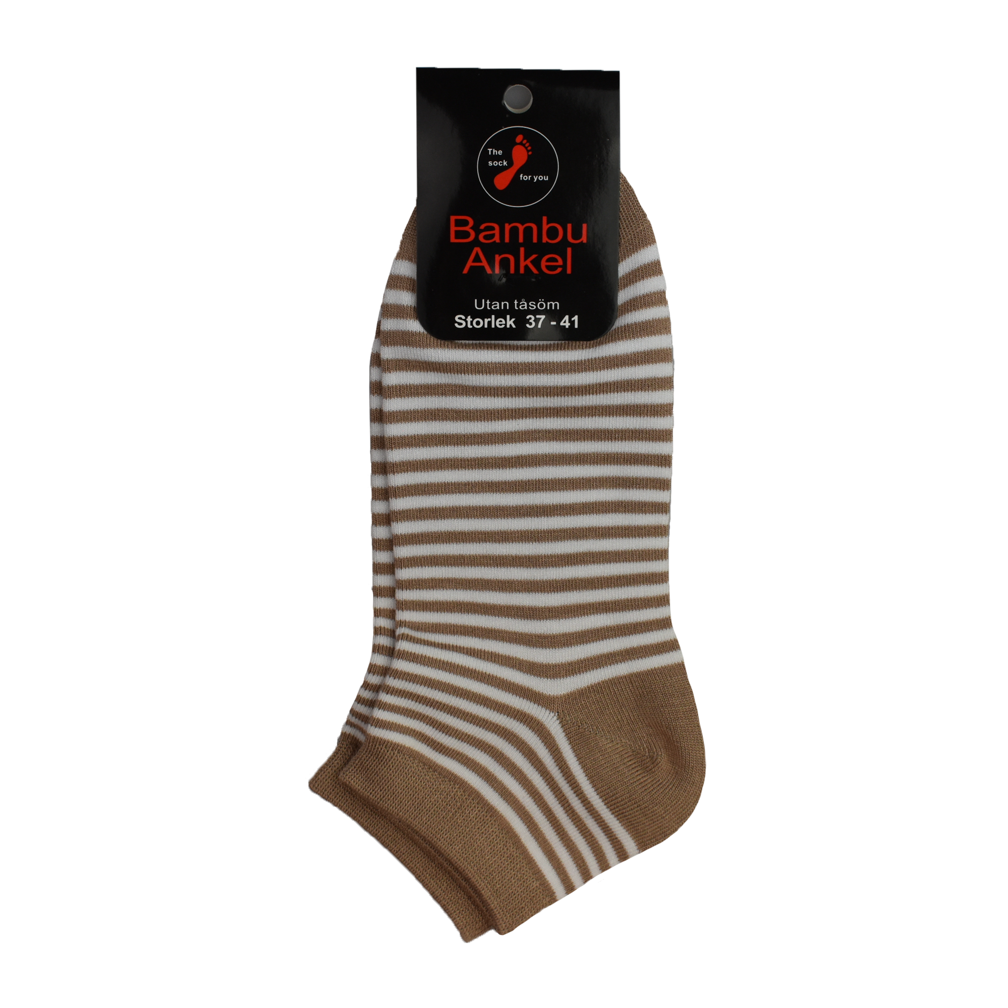 Bambu ankelstrumpa brunvitrandig