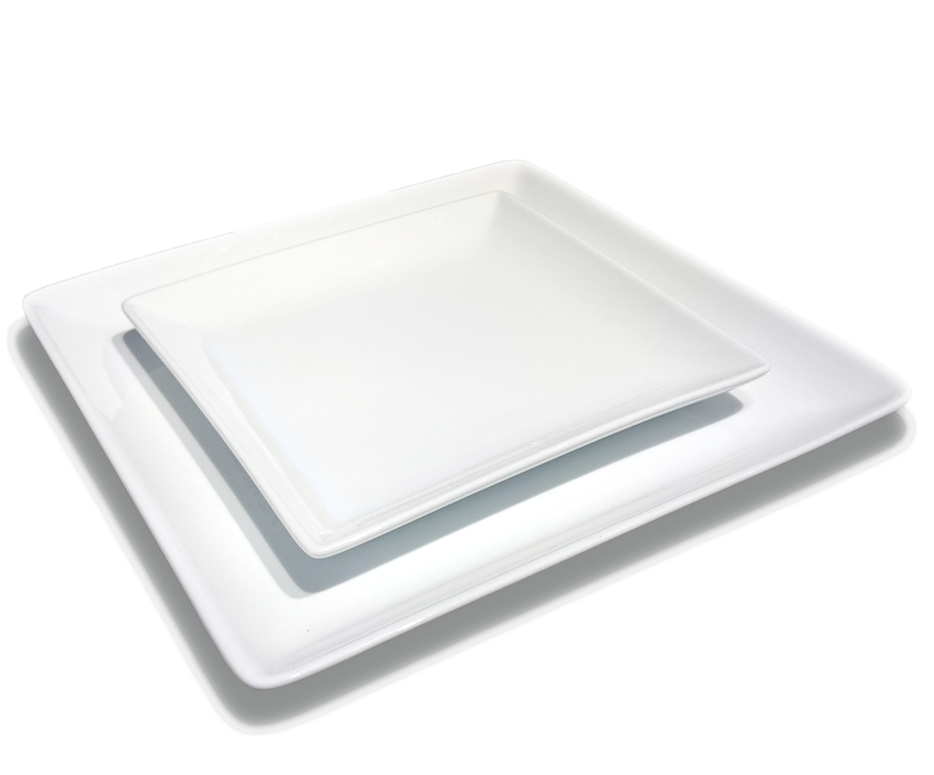 Square Porcelain Plate - Elegant - 12 pack - 3