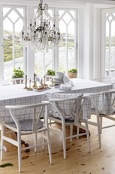 Linen Table Cloth Classic White/Grey