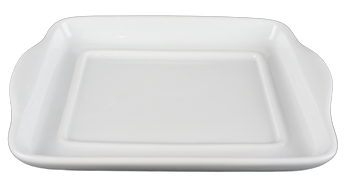 Rectangular Porcelain Dinner Plate Small Handles - 12 pack