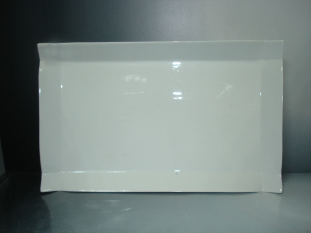 Rectangular Porcelain Plate Folded Edges - 10 pack - 4