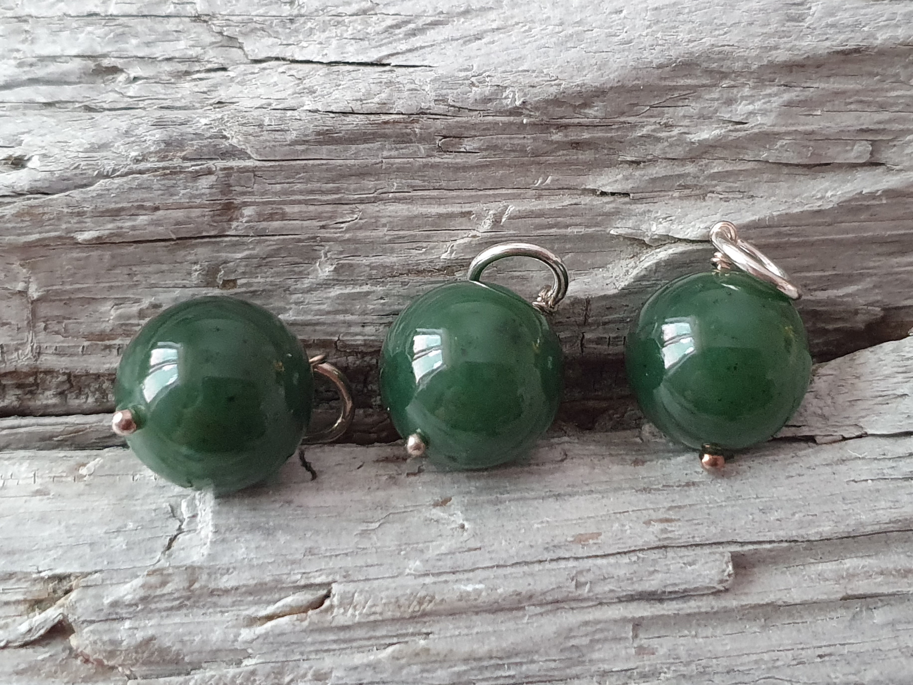JOD Bubbles: Nefrit kula hänge ca. 14mm 925-silver - 2
