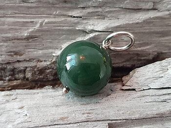 JOD Bubbles: Nefrit kula hänge ca. 14mm 925-silver
