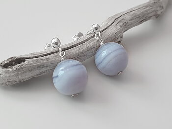 Blue bandaged ball approx. 10mm ear stud. 925 silver