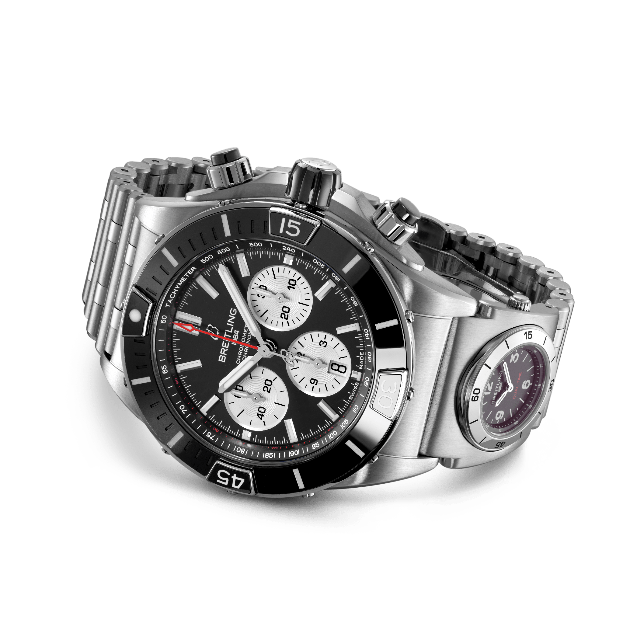 Breitling AB0136251B1A2 Breitling Super Chronomat B01 44 Stål Svart med UTC sidobild