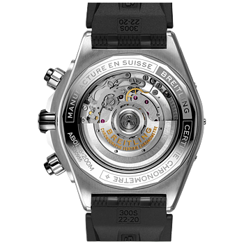 Breitling AB0136251B1S1 Breitling Super Chronomat B01 44 stål svart gummiband baksida